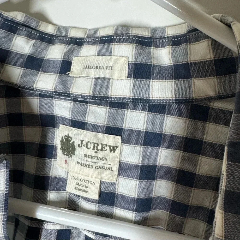 J. Crew Mens Plaid Check Slim Fit Button Front Shirt Size Small